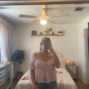 Pink Plaid Ruffled Crop Top Small